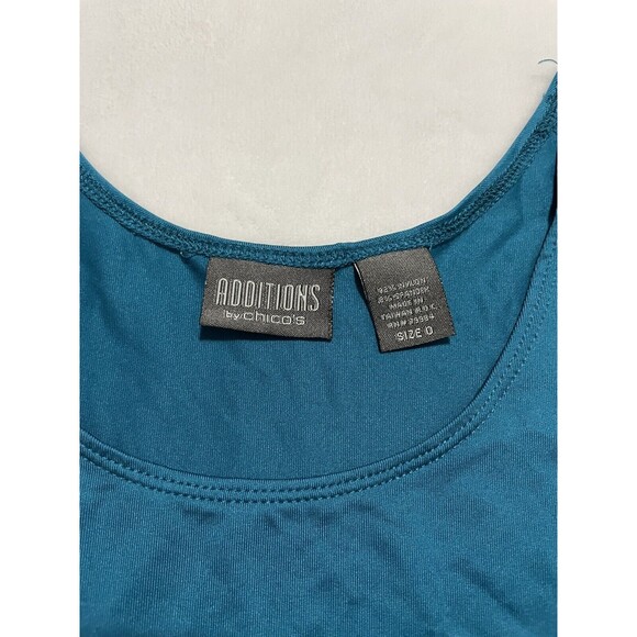 Chicos Additions Size 0 Tank Top Shell Blouse Turquoise Nylon Spandex Sleeveless - Picture 5 of 5